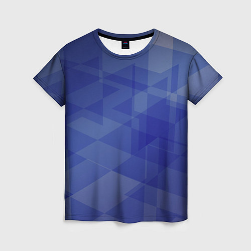 Женская футболка Абстрактные синие прямоугольные фигуры / 3D-принт – фото 1