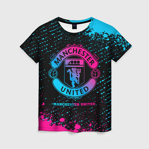 Женская футболка Manchester United - neon gradient / 3D-принт – фото 1