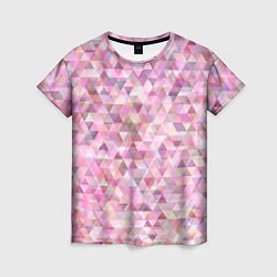 Женская футболка Абстрактное множество розовых и фиолетовых треугол