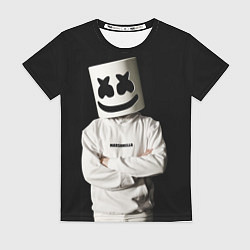Футболка женская Marshmello на чёрном фоне, цвет: 3D-принт