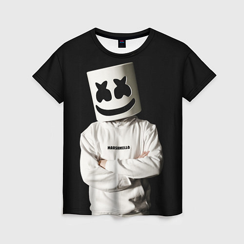 Женская футболка Marshmello на чёрном фоне / 3D-принт – фото 1