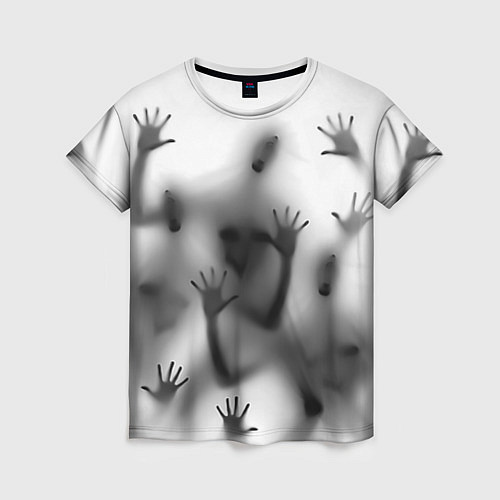 Женская футболка Bodies inside behind a white wall / 3D-принт – фото 1