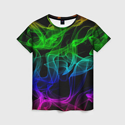 Женская футболка Разноцветный неоновый дым