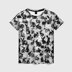 Женская футболка Черные новогодние кролики