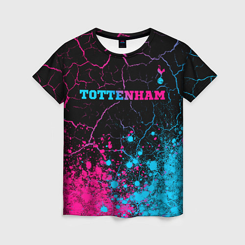 Женская футболка Tottenham - neon gradient: символ сверху / 3D-принт – фото 1