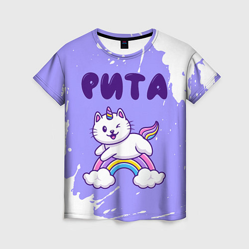 Женская футболка Рита кошка единорожка / 3D-принт – фото 1