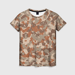 Женская футболка Цифровой камуфляж - серо-коричневый