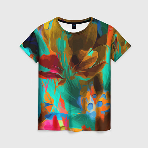 Женская футболка Растительная абстрактная композиция / 3D-принт – фото 1