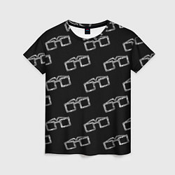 Женская футболка Модные очки черно-белый узор