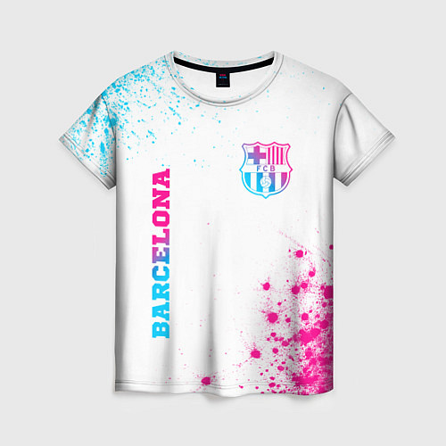 Женская футболка Barcelona neon gradient style: надпись, символ / 3D-принт – фото 1