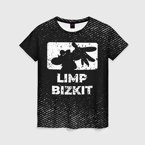 Женская футболка Limp Bizkit с потертостями на темном фоне / 3D-принт – фото 1