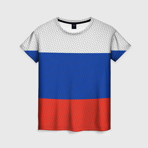 Женская футболка Триколор - флаг России плетёный / 3D-принт – фото 1
