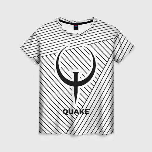 Женская футболка Символ Quake на светлом фоне с полосами / 3D-принт – фото 1