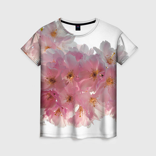 Женская футболка Нежно розовая сакура / 3D-принт – фото 1