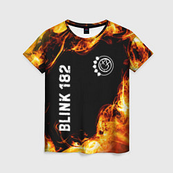 Женская футболка Blink 182 и пылающий огонь