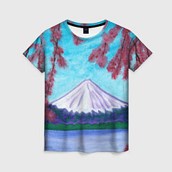 Женская футболка Цветение сакуры Фудзияма