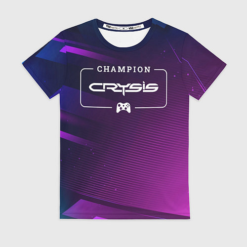 Женская футболка Crysis gaming champion: рамка с лого и джойстиком / 3D-принт – фото 1