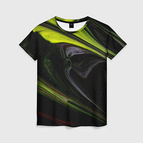 Женская футболка Зелёный песок в темноте / 3D-принт – фото 1