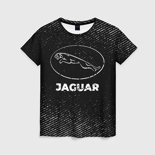 Женская футболка Jaguar с потертостями на темном фоне / 3D-принт – фото 1