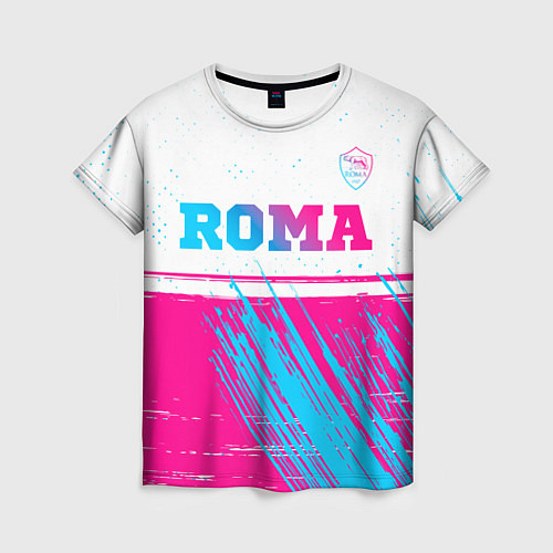 Женская футболка Roma neon gradient style: символ сверху / 3D-принт – фото 1