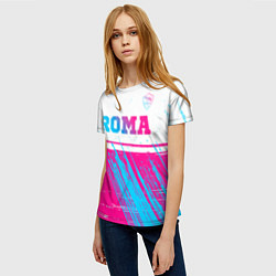 Футболка женская Roma neon gradient style: символ сверху, цвет: 3D-принт — фото 2