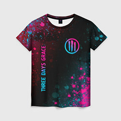 Женская футболка Three Days Grace - neon gradient: надпись, символ