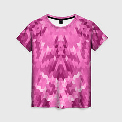 Футболка женская Яркий малиново-розовый геометрический узор, цвет: 3D-принт