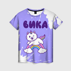 Женская футболка Вика кошка единорожка