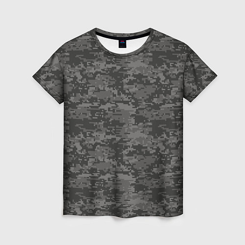 Женская футболка Камуфляж AOR-2 серый пиксель / 3D-принт – фото 1
