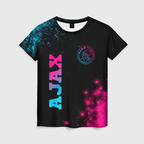 Женская футболка Ajax - neon gradient: надпись, символ / 3D-принт – фото 1