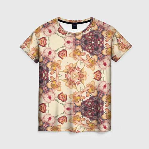 Женская футболка Цветы абстрактные розы / 3D-принт – фото 1