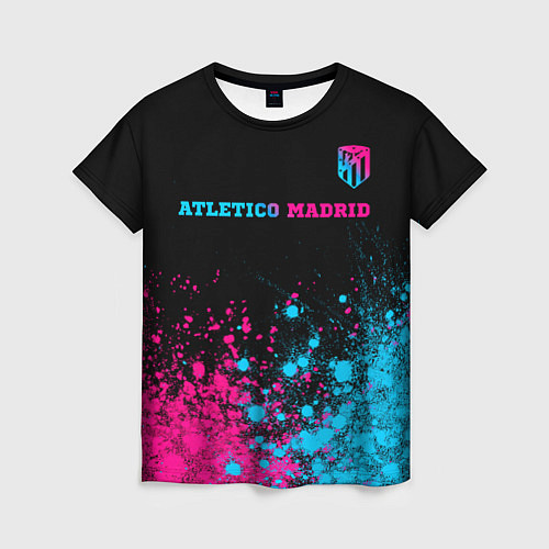 Женская футболка Atletico Madrid - neon gradient: символ сверху / 3D-принт – фото 1