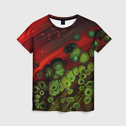 Женская футболка Абстрактные красный песок и зелёные камни