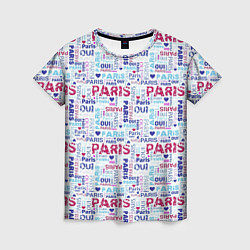 Женская футболка Парижская бумага с надписями - текстура