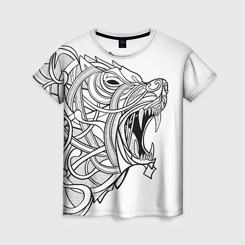 Женская футболка Медведь тату арт / 3D-принт – фото 1
