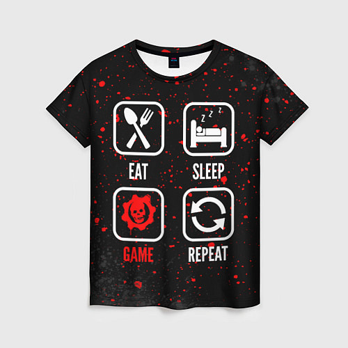Женская футболка Eat, sleep, Gears of War, repeat / 3D-принт – фото 1