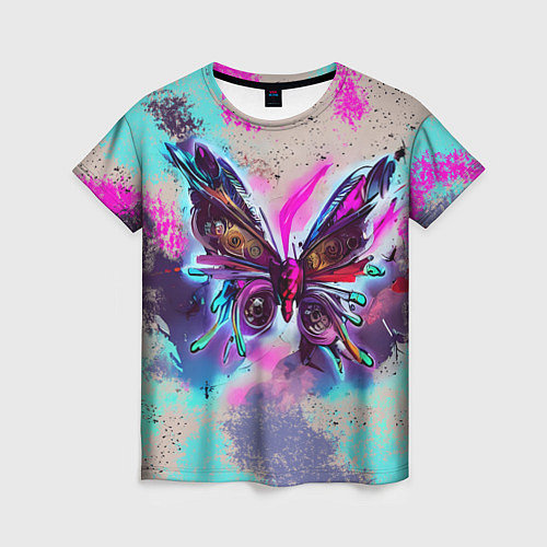 Женская футболка Бабочка в стиле стимпанк / 3D-принт – фото 1
