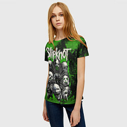 Футболка женская Slipknot green abstract, цвет: 3D-принт — фото 2