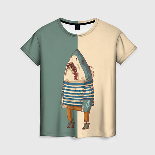 Женская футболка Акула-моряк / 3D-принт – фото 1