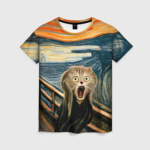 Женская футболка Нейросеть - крик кота / 3D-принт – фото 1