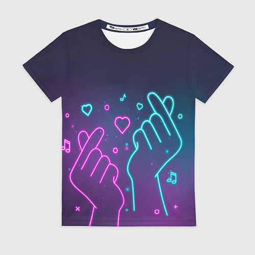 Женская футболка Корейский символ любви - Неон / 3D-принт – фото 1