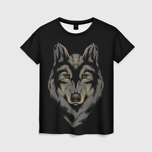 Женская футболка Голова серого волка / 3D-принт – фото 1