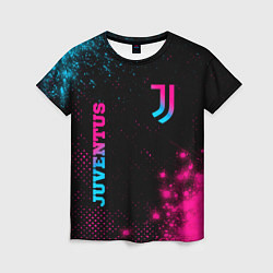 Женская футболка Juventus - neon gradient: надпись, символ