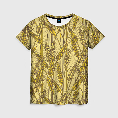Женская футболка Винтажные колоски пшеницы / 3D-принт – фото 1