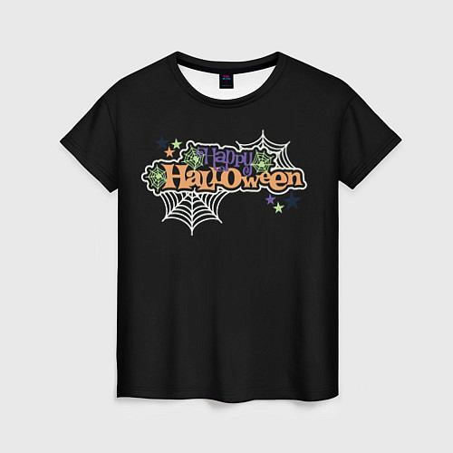 Женская футболка Happy Halloween надпись / 3D-принт – фото 1