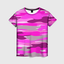 Женская футболка Абстракция милитари ярко розовый
