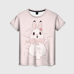 Футболка женская Милый кролик на розовом, цвет: 3D-принт