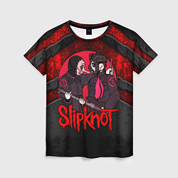 Женская футболка Slipknot black and red
