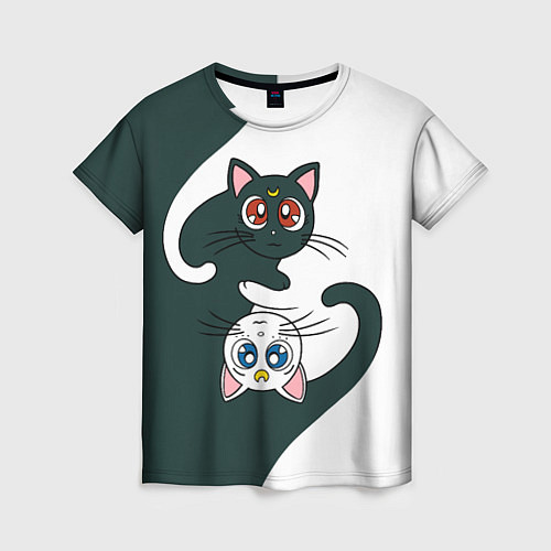 Женская футболка Луна и Артемис инь-янь / 3D-принт – фото 1