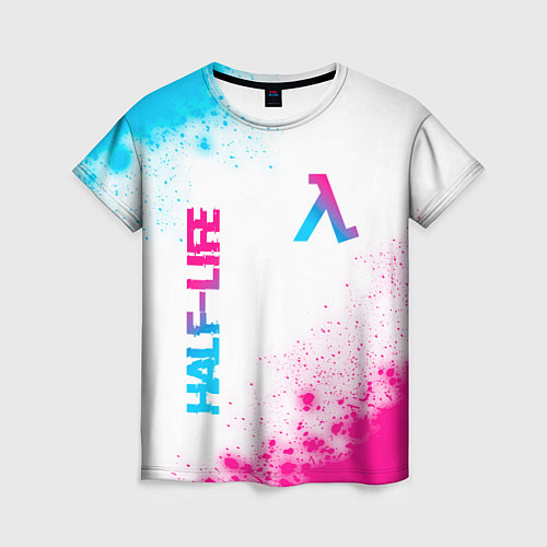 Женская футболка Half-Life neon gradient style: надпись, символ / 3D-принт – фото 1